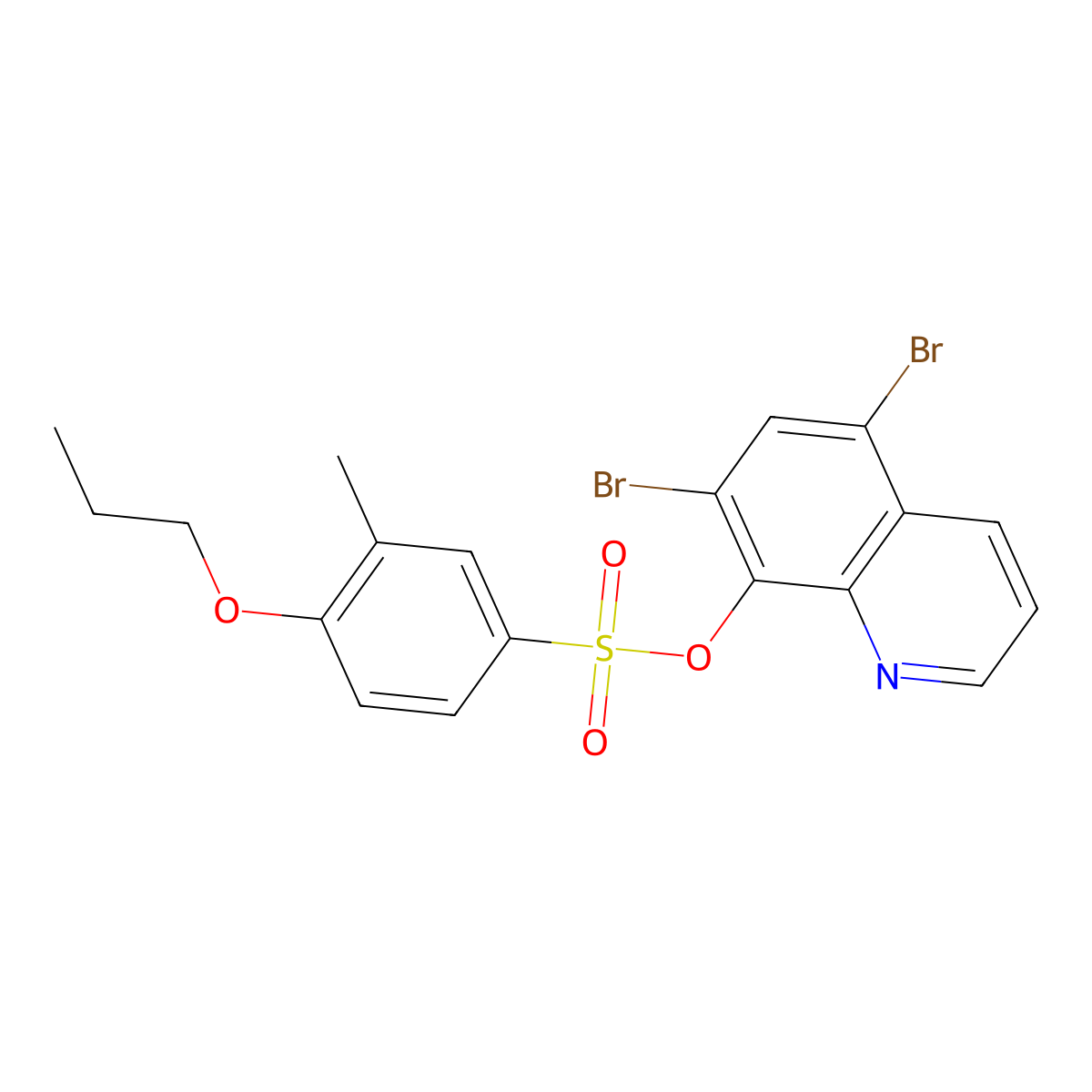 5,7-Dibromoquinolin-8-yl 3-methyl-4-propoxybenzene-1-sulfonate molecular structure, CAS 1428153-05-2
