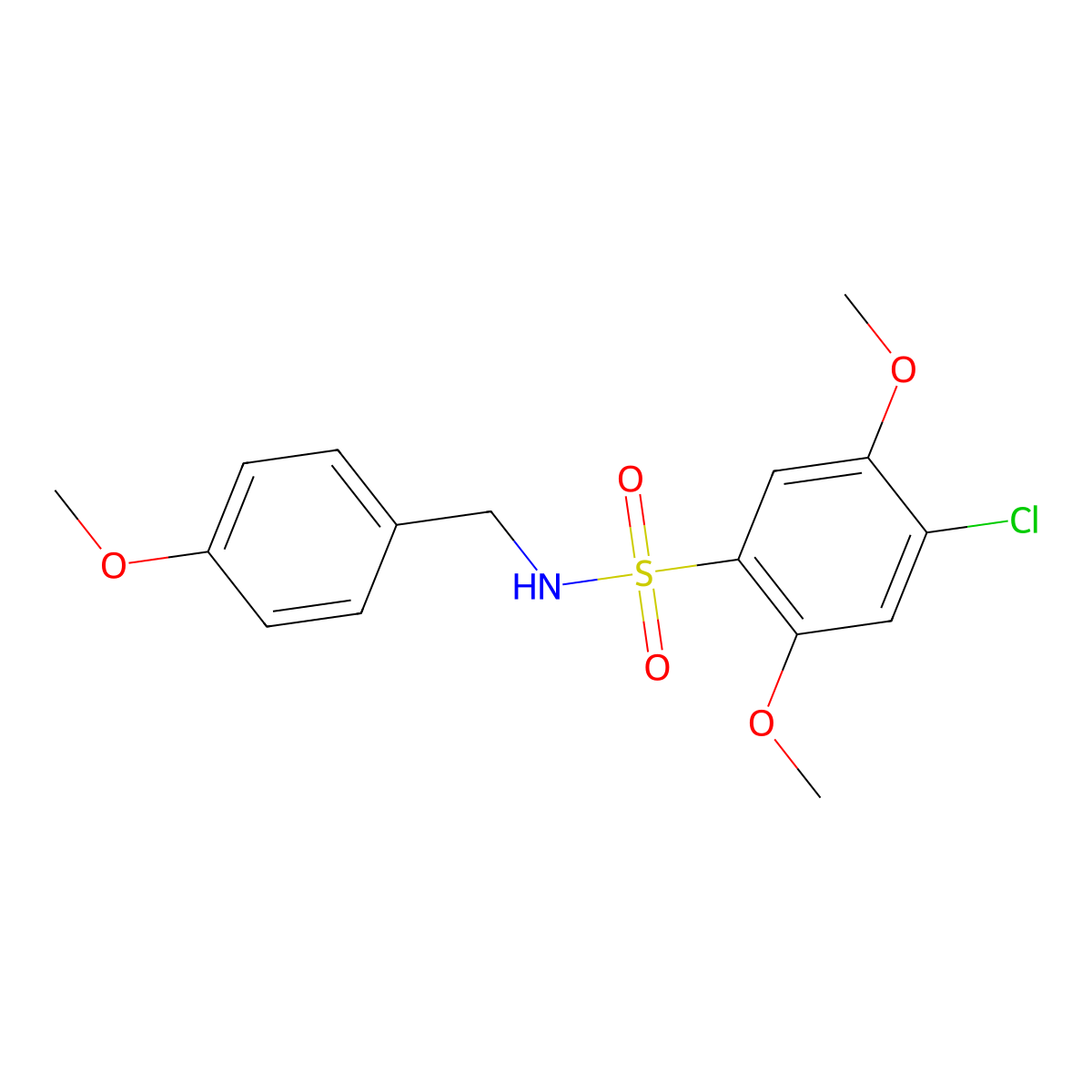 4-chloro-2,5-dimethoxy-N-(4-methoxybenzyl)benzenesulfonamide molecular structure, CAS 1428153-06-3