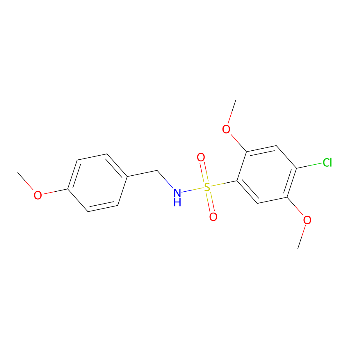 4-chloro-2,5-dimethoxy-N-(4-methoxybenzyl)benzenesulfonamide molecular structure, CAS 1428153-06-3