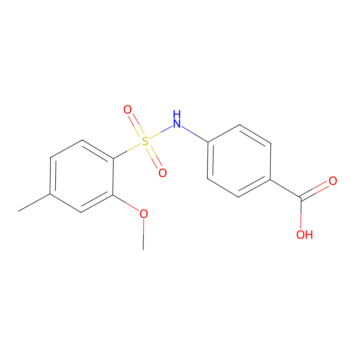 4-(2-Methoxy-4-methylbenzenesulfonamido)benzoic acid molecular structure, CAS 1428153-07-4
