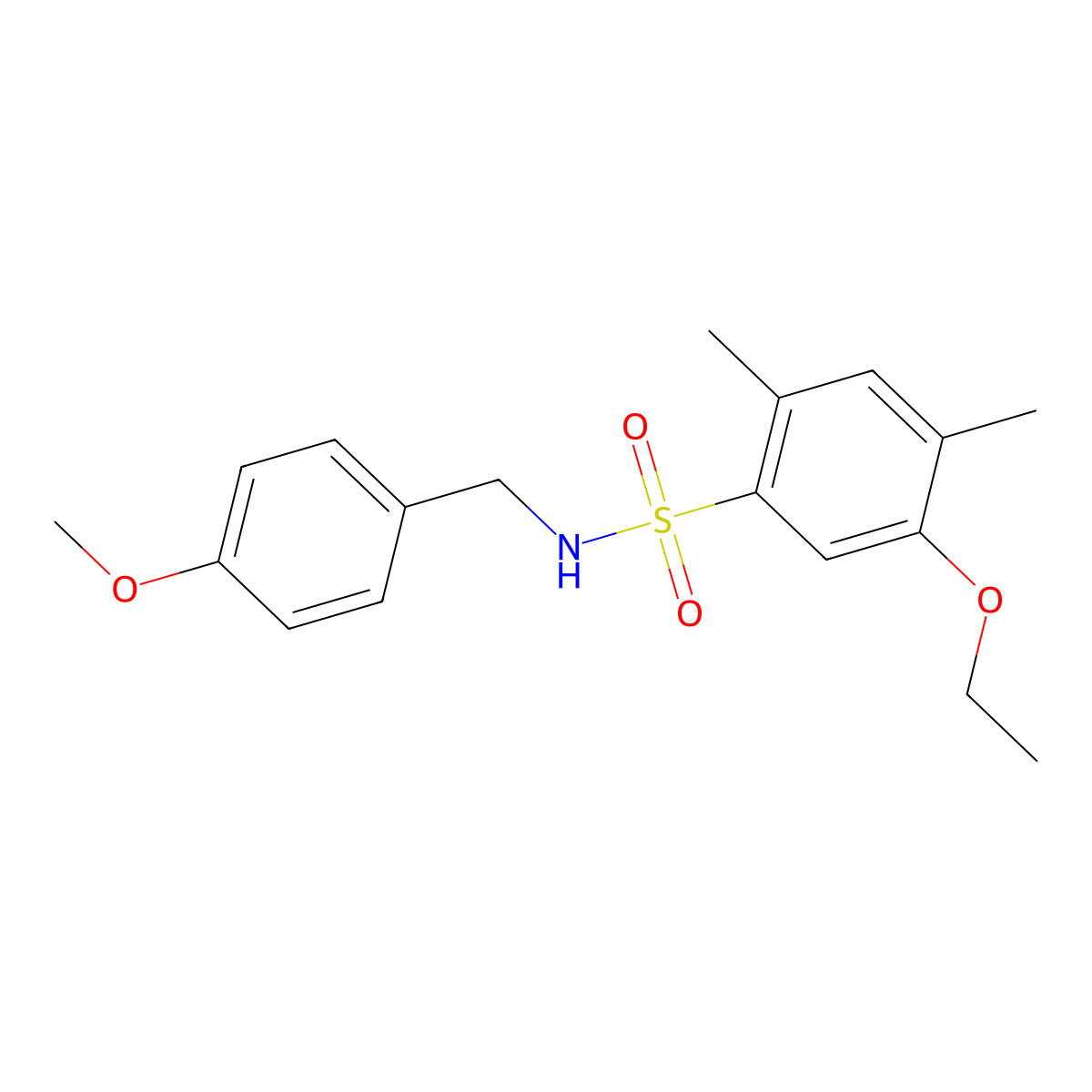 5-ethoxy-N-(4-methoxybenzyl)-2,4-dimethylbenzenesulfonamide molecular structure, CAS 1428153-09-6