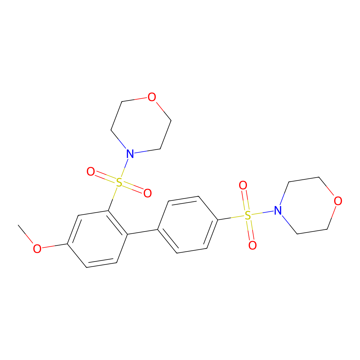 4-{[4-Methoxy-4'-(4-morpholinylsulfonyl)[1,1'-biphenyl]-2-yl]sulfonyl}morpholine molecular structure, CAS 1428153-12-1