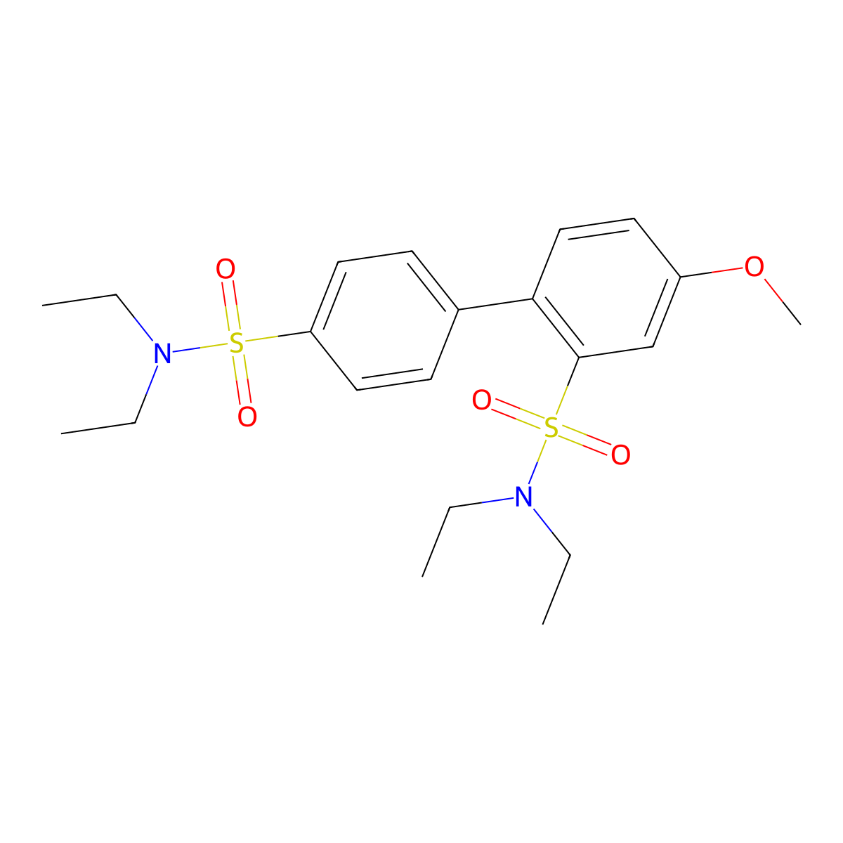 N2,N2,N4',N4'-Tetraethyl-4-methoxy-[1,1'-biphenyl]-2,4'-disulfonamide molecular structure, CAS 1428153-14-3