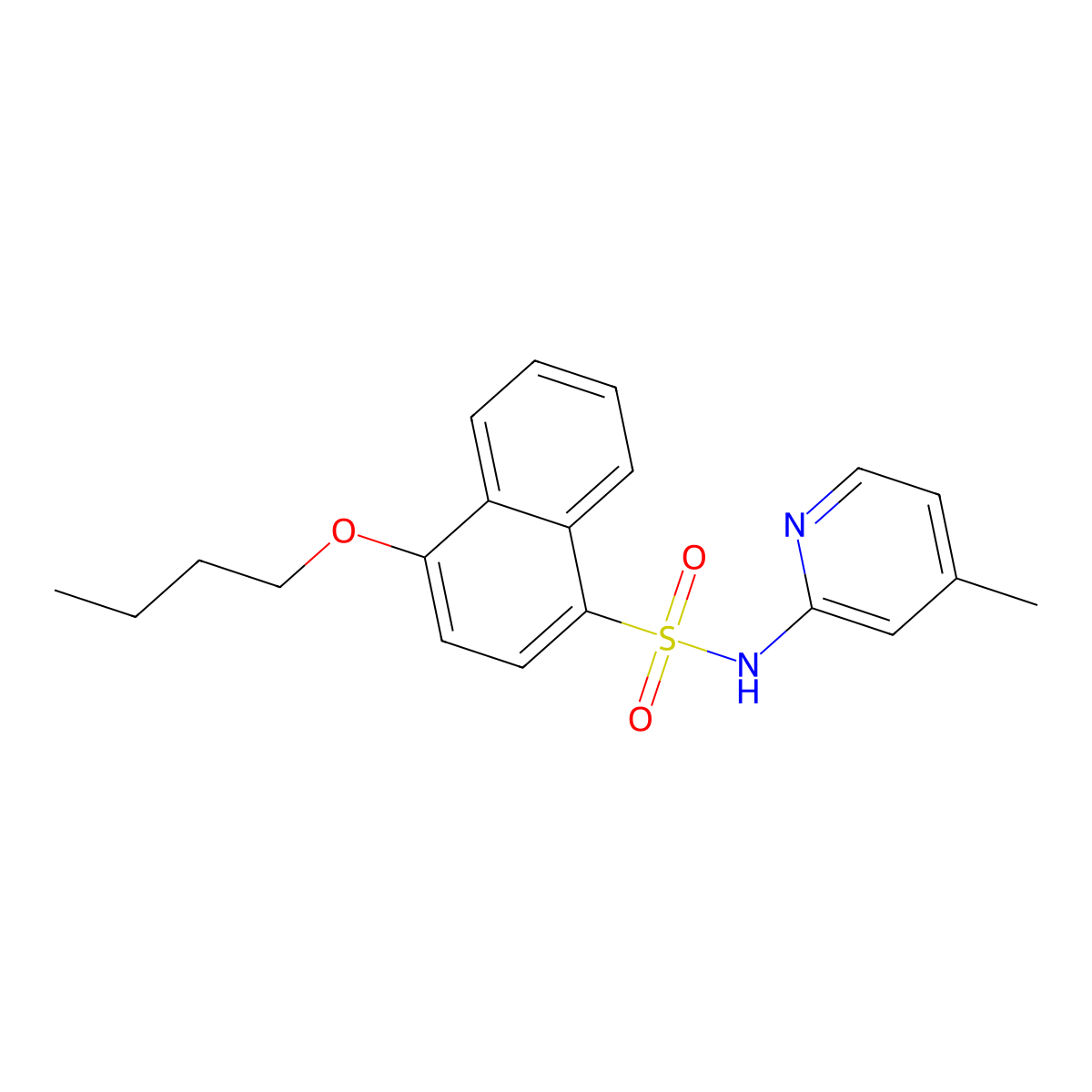 4-butoxy-N-(4-methyl-2-pyridinyl)-1-naphthalenesulfonamide molecular structure, CAS 1428153-15-4