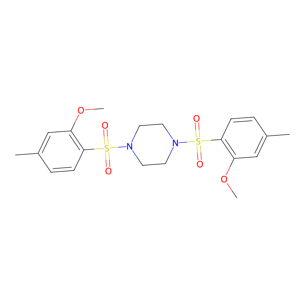 1,4-Bis(2-methoxy-4-methylbenzenesulfonyl)piperazine molecular structure, CAS 1428153-16-5