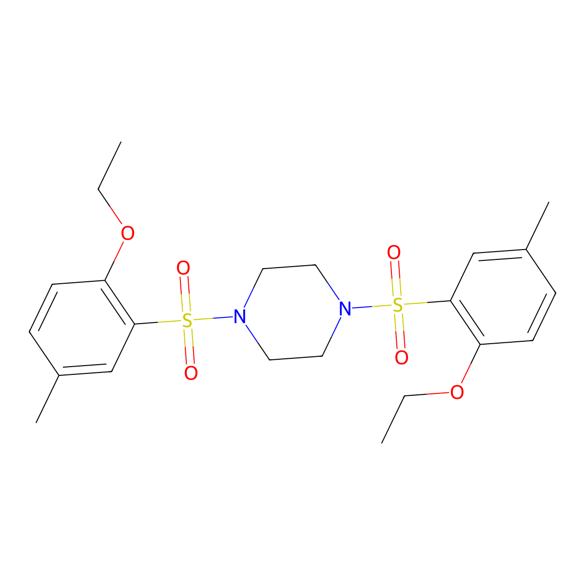 1,4-Bis(2-ethoxy-5-methylbenzenesulfonyl)piperazine molecular structure, CAS 1428153-19-8