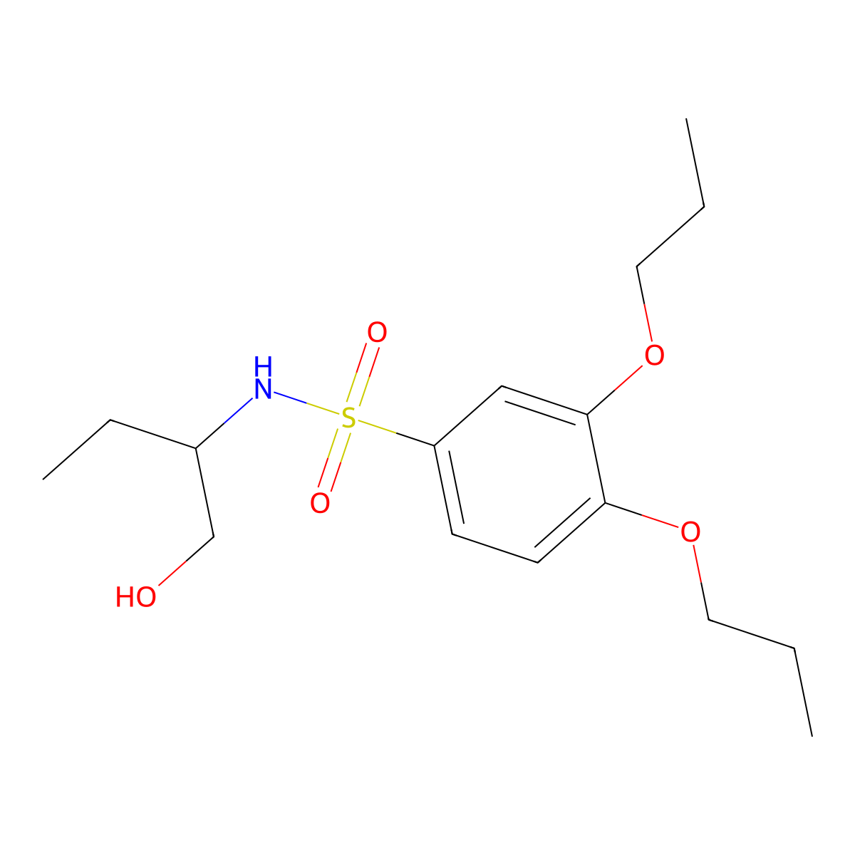 N-(1-hydroxybutan-2-yl)-3,4-dipropoxybenzene-1-sulfonamide molecular structure, CAS 1428153-23-4