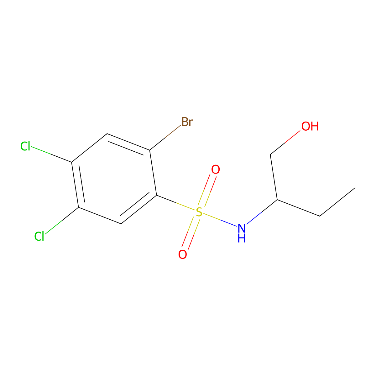 2-bromo-4,5-dichloro-N-(1-hydroxybutan-2-yl)benzene-1-sulfonamide molecular structure, CAS 1428153-24-5
