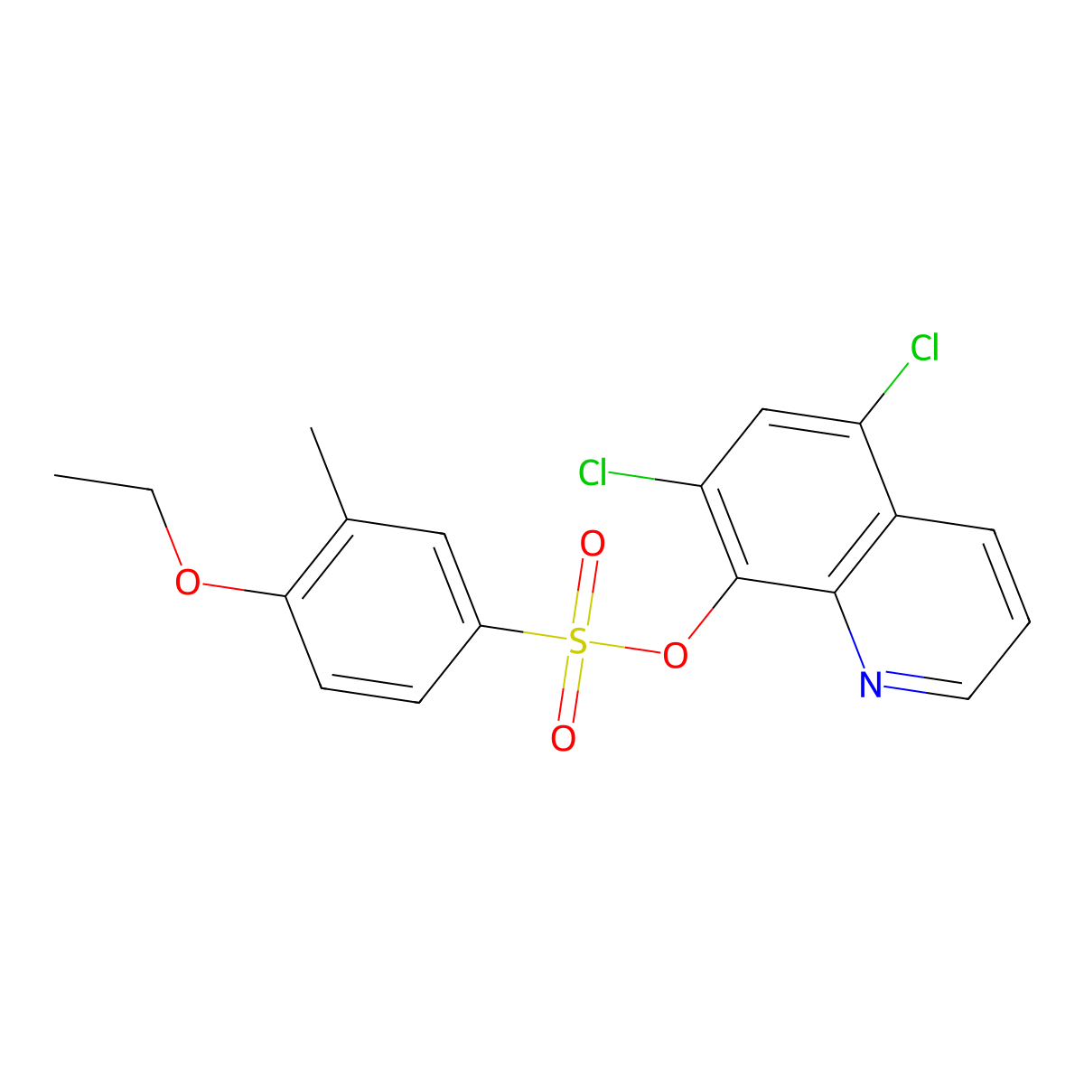 5,7-Dichloroquinolin-8-yl 4-ethoxy-3-methylbenzene-1-sulfonate molecular structure, CAS 1428153-26-7
