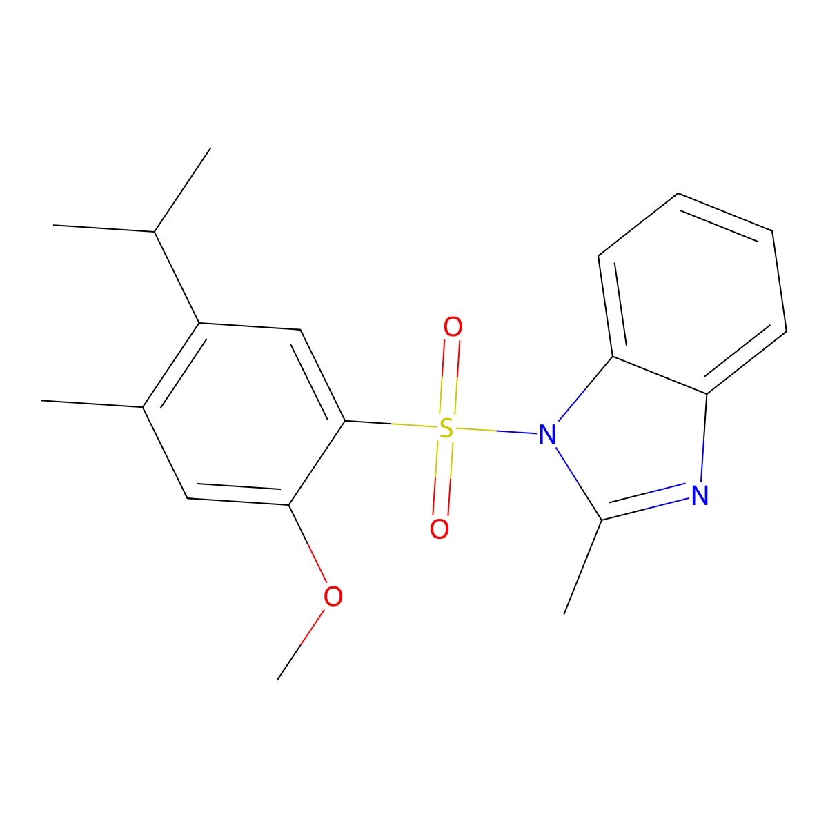 1-[2-methoxy-4-methyl-5-(propan-2-yl)benzenesulfonyl]-2-methyl-1H-1,3-benzodiazole molecular structure, CAS 1428153-29-0