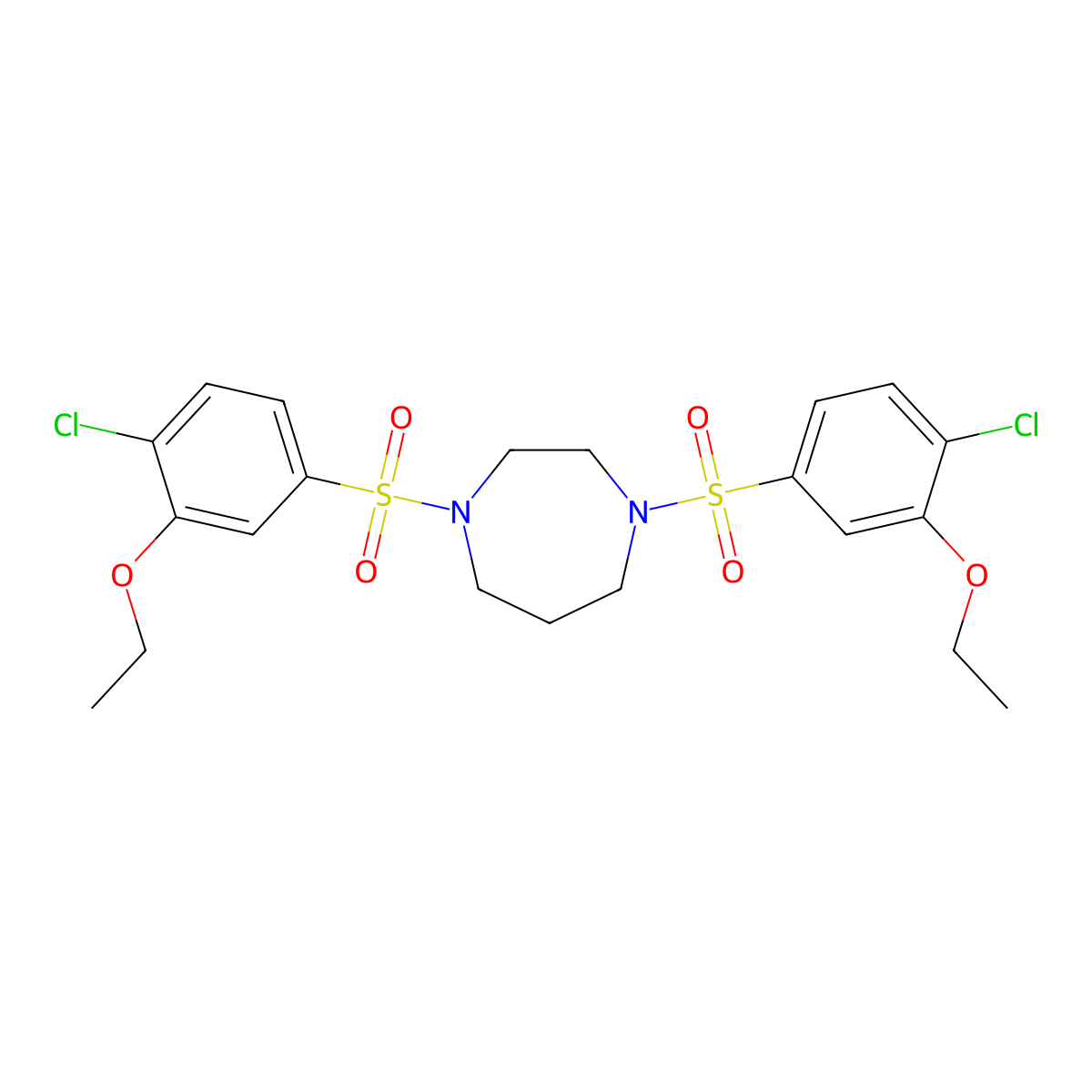 1,4-Bis(4-chloro-3-ethoxybenzenesulfonyl)-1,4-diazepane molecular structure, CAS 1428153-31-4