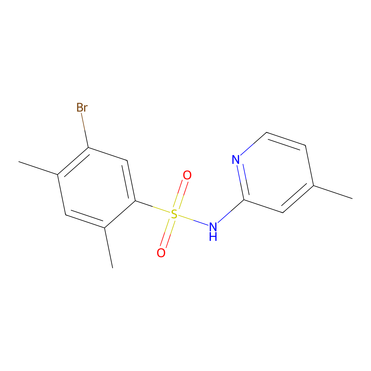5-bromo-2,4-dimethyl-N-(4-methylpyridin-2-yl)benzene-1-sulfonamide molecular structure, CAS 1428153-32-5