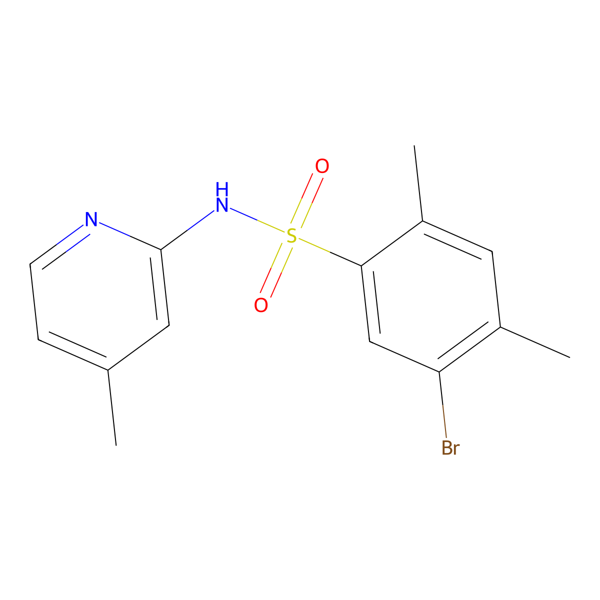 5-bromo-2,4-dimethyl-N-(4-methylpyridin-2-yl)benzene-1-sulfonamide molecular structure, CAS 1428153-32-5
