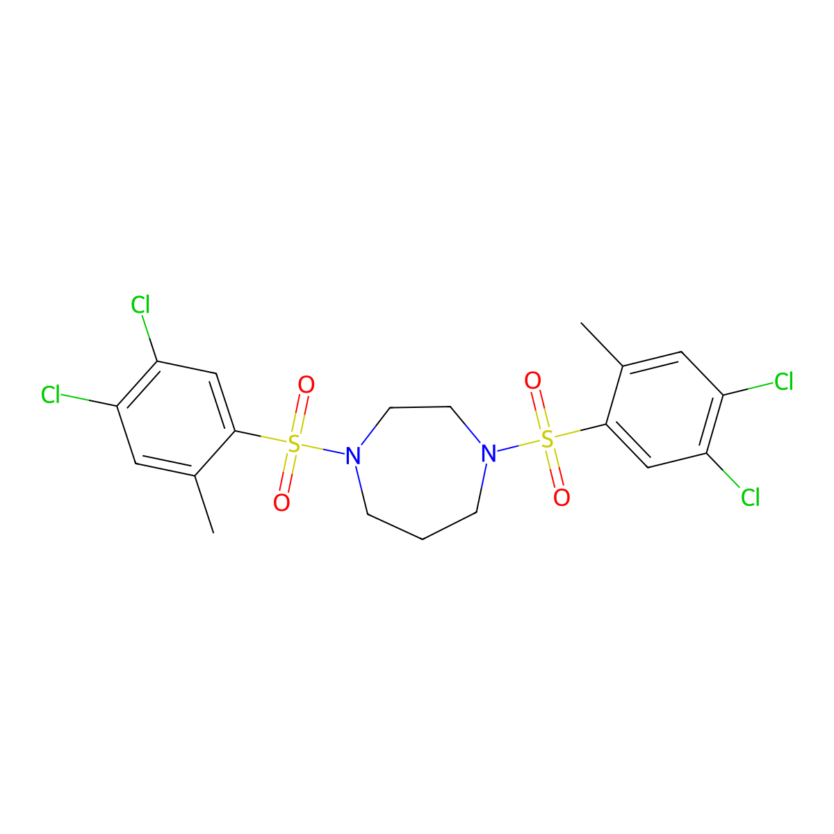 1,4-Bis(4,5-dichloro-2-methylbenzenesulfonyl)-1,4-diazepane molecular structure, CAS 1428153-33-6