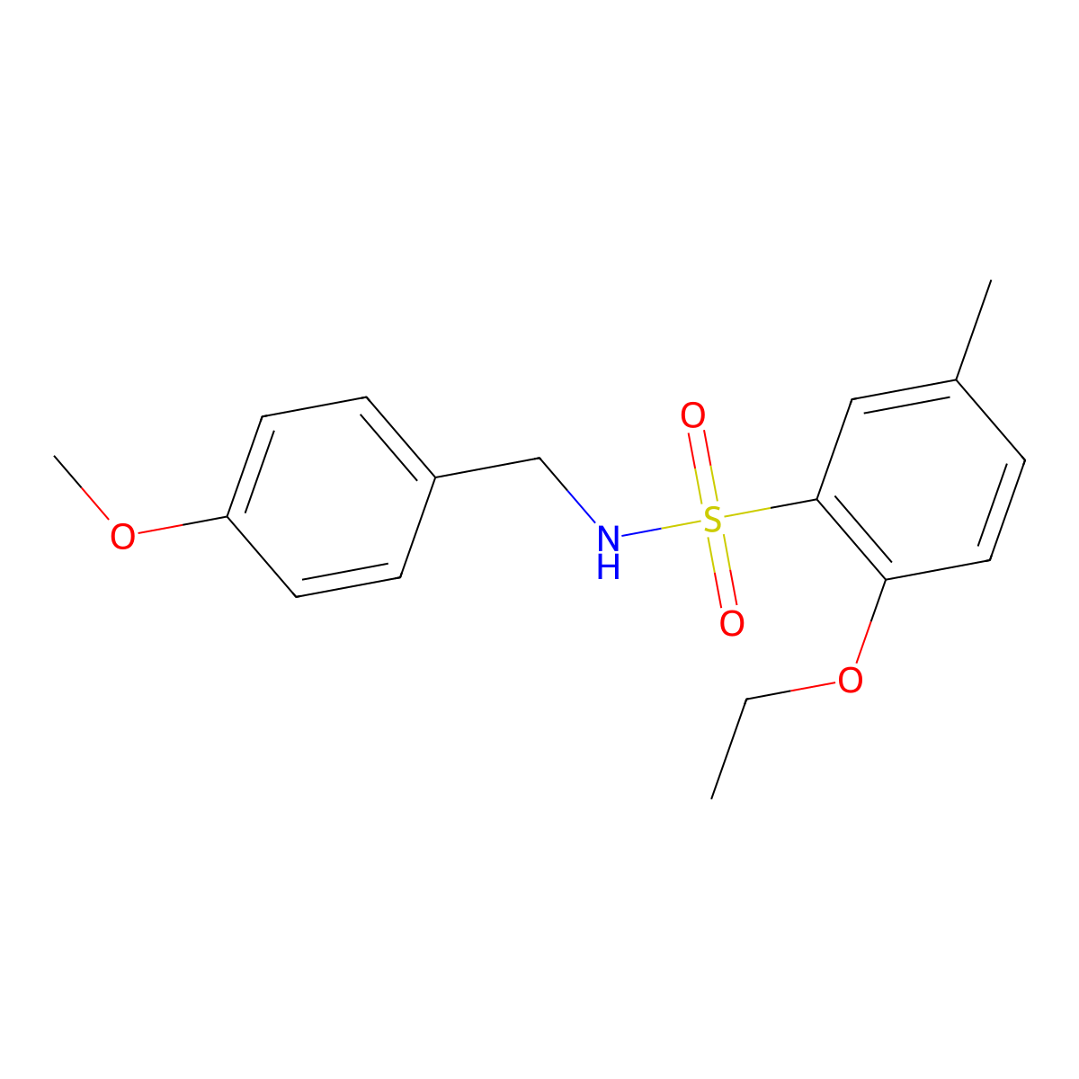2-ethoxy-N-(4-methoxybenzyl)-5-methylbenzenesulfonamide molecular structure, CAS 1428153-34-7