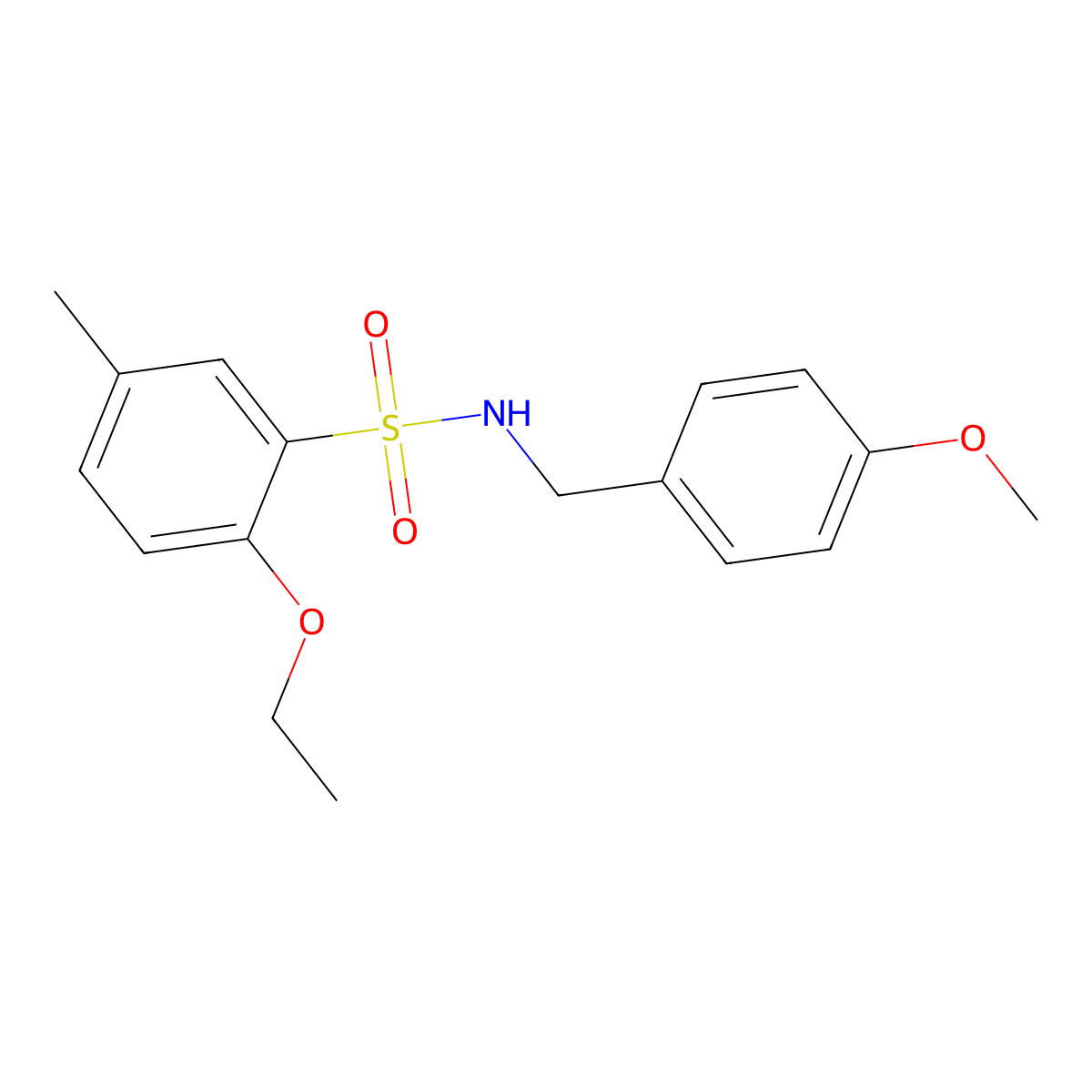 2-ethoxy-N-(4-methoxybenzyl)-5-methylbenzenesulfonamide molecular structure, CAS 1428153-34-7