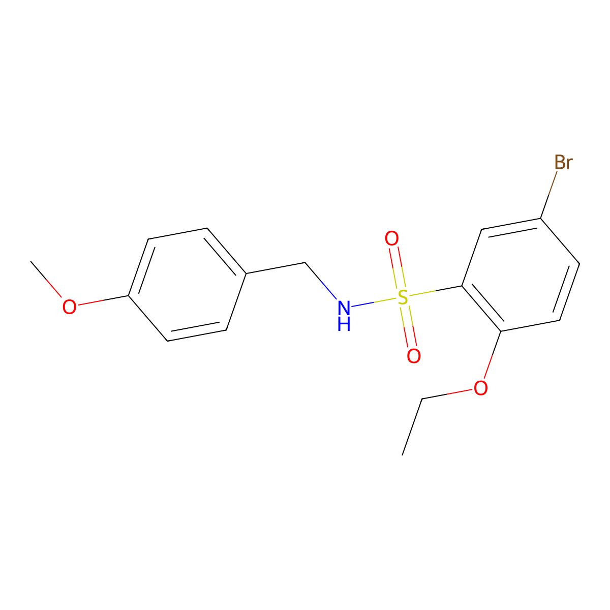 5-bromo-2-ethoxy-N-[(4-methoxyphenyl)methyl]benzene-1-sulfonamide molecular structure, CAS 1428153-35-8