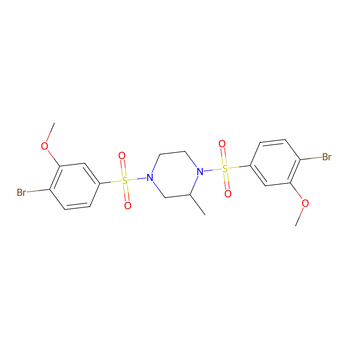 1,4-Bis(4-bromo-3-methoxybenzenesulfonyl)-2-methylpiperazine molecular structure, CAS 1428153-41-6