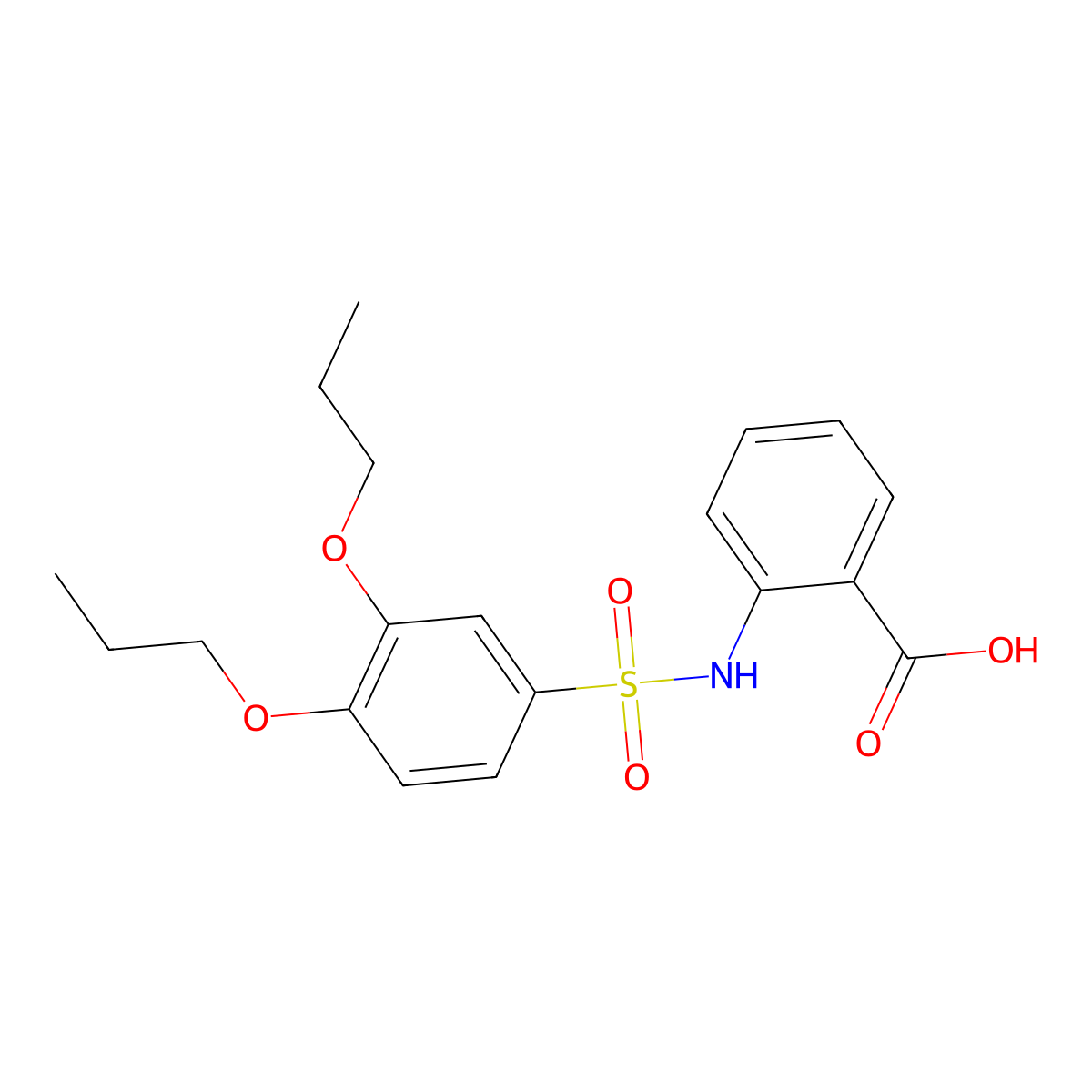 2-(3,4-Dipropoxybenzenesulfonamido)benzoic acid molecular structure, CAS 1428153-44-9