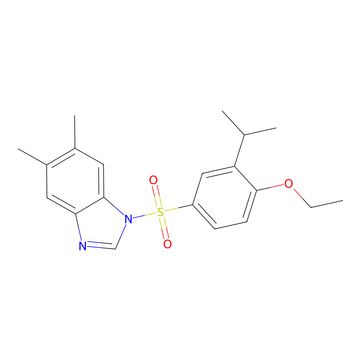 1-[4-ethoxy-3-(propan-2-yl)benzenesulfonyl]-5,6-dimethyl-1H-1,3-benzodiazole molecular structure, CAS 1428153-59-6