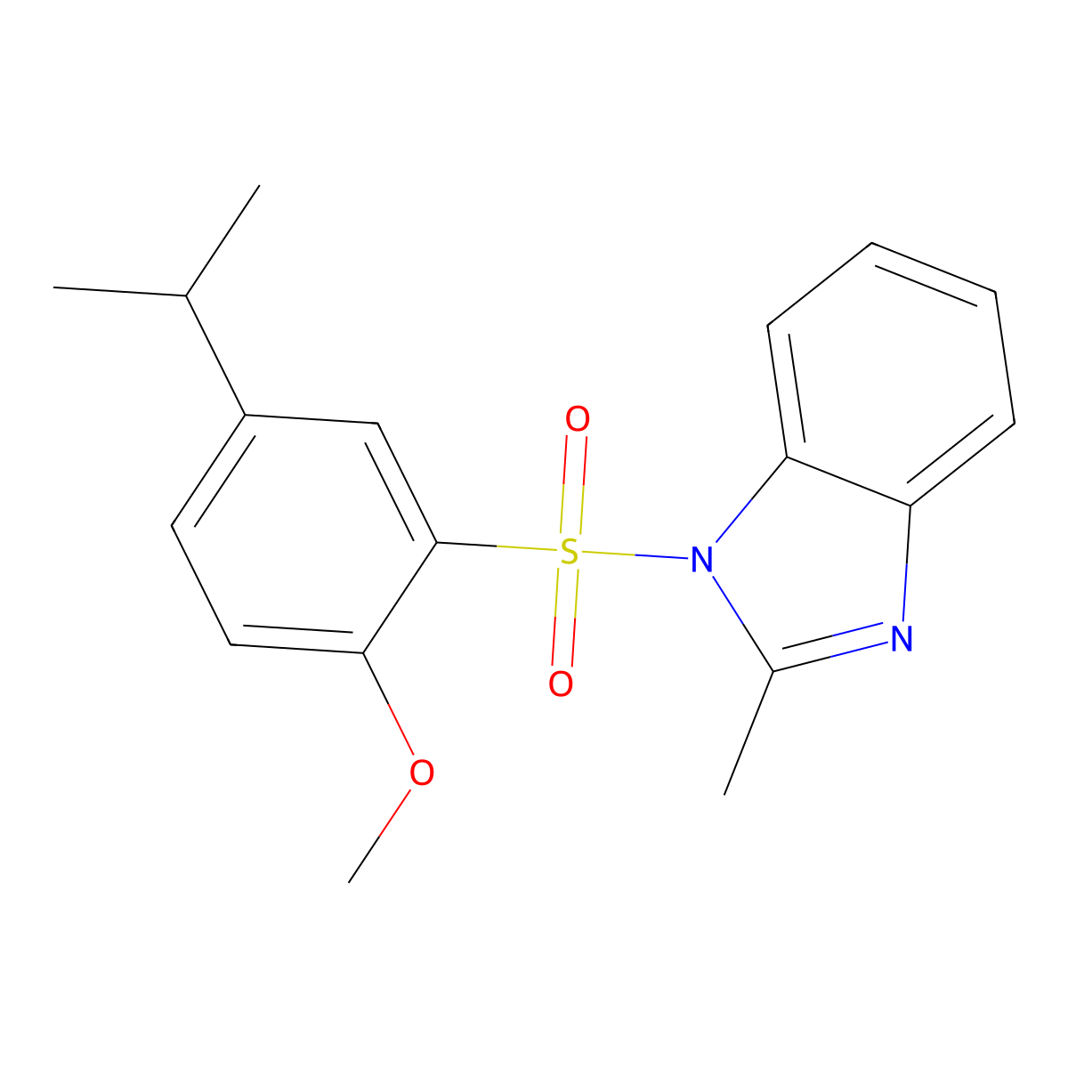 1-[(5-isopropyl-2-methoxyphenyl)sulfonyl]-2-methyl-1H-benzimidazole molecular structure, CAS 1428153-69-8
