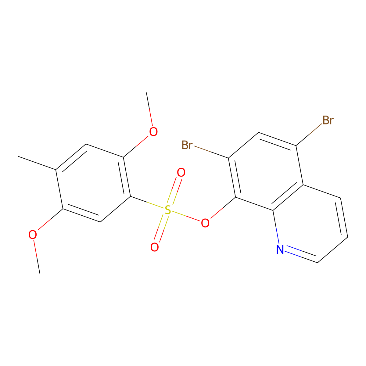 5,7-Dibromoquinolin-8-yl 2,5-dimethoxy-4-methylbenzene-1-sulfonate molecular structure, CAS 1428153-71-2