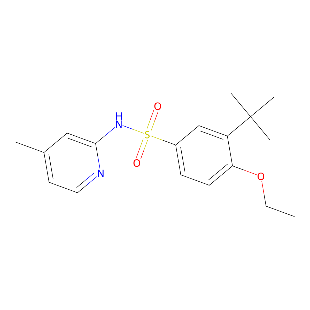 3-tert-butyl-4-ethoxy-N-(4-methylpyridin-2-yl)benzene-1-sulfonamide molecular structure, CAS 1428153-72-3