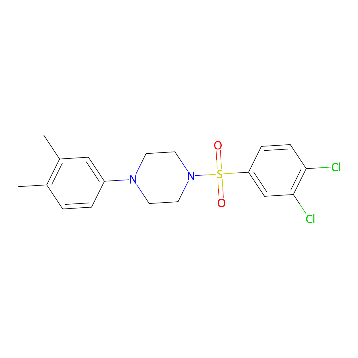 1-(3,4-Dichlorobenzenesulfonyl)-4-(3,4-dimethylphenyl)piperazine molecular structure, CAS 1428153-76-7