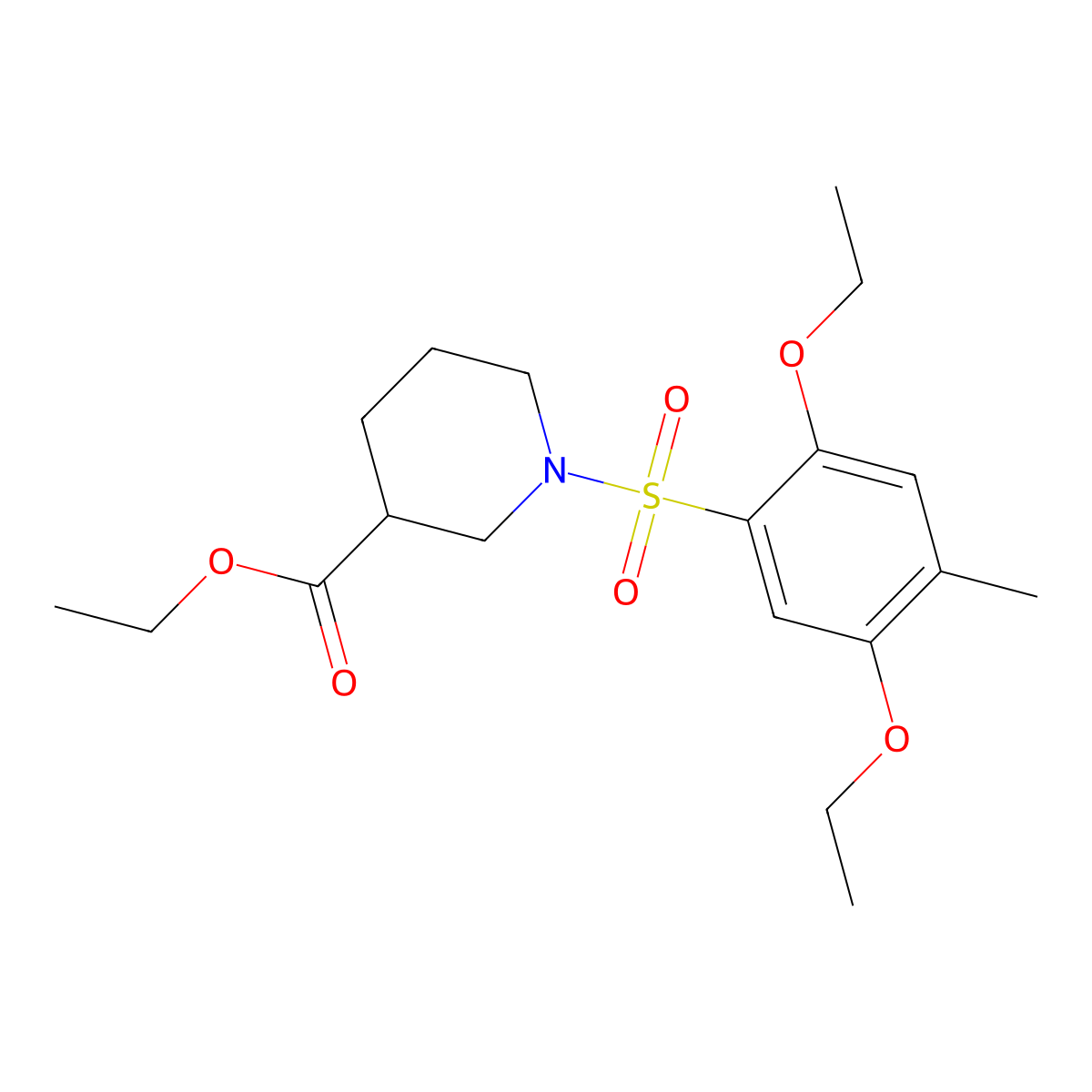 Ethyl 1-(2,5-diethoxy-4-methylbenzenesulfonyl)piperidine-3-carboxylate molecular structure, CAS 1428153-77-8