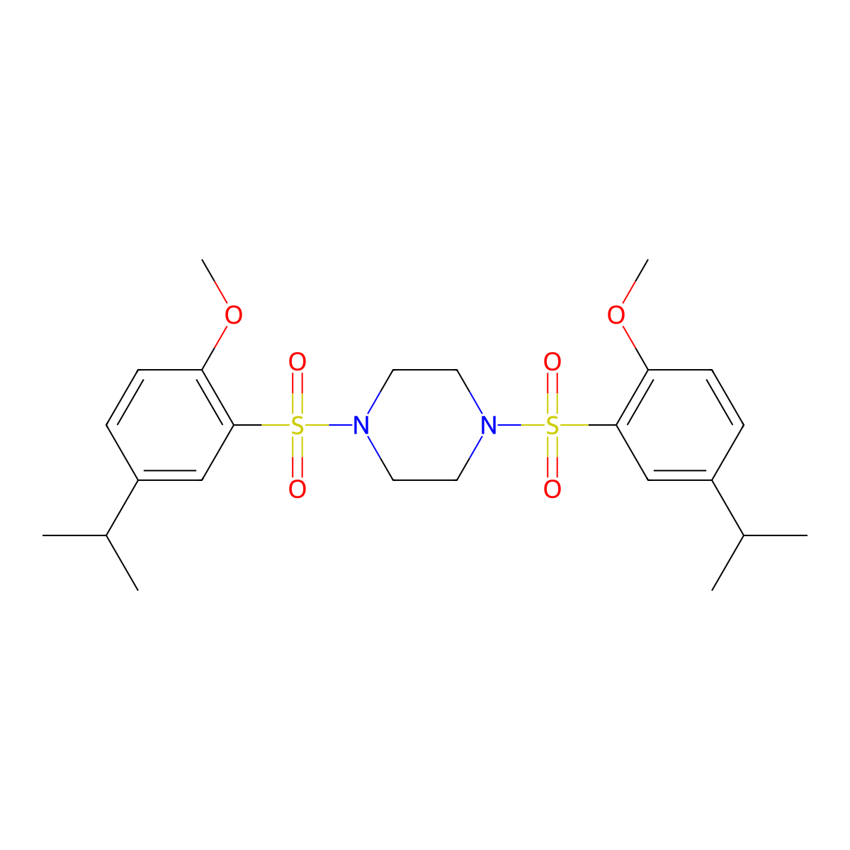 1,4-Bis[2-methoxy-5-(propan-2-yl)benzenesulfonyl]piperazine molecular structure, CAS 1428153-80-3
