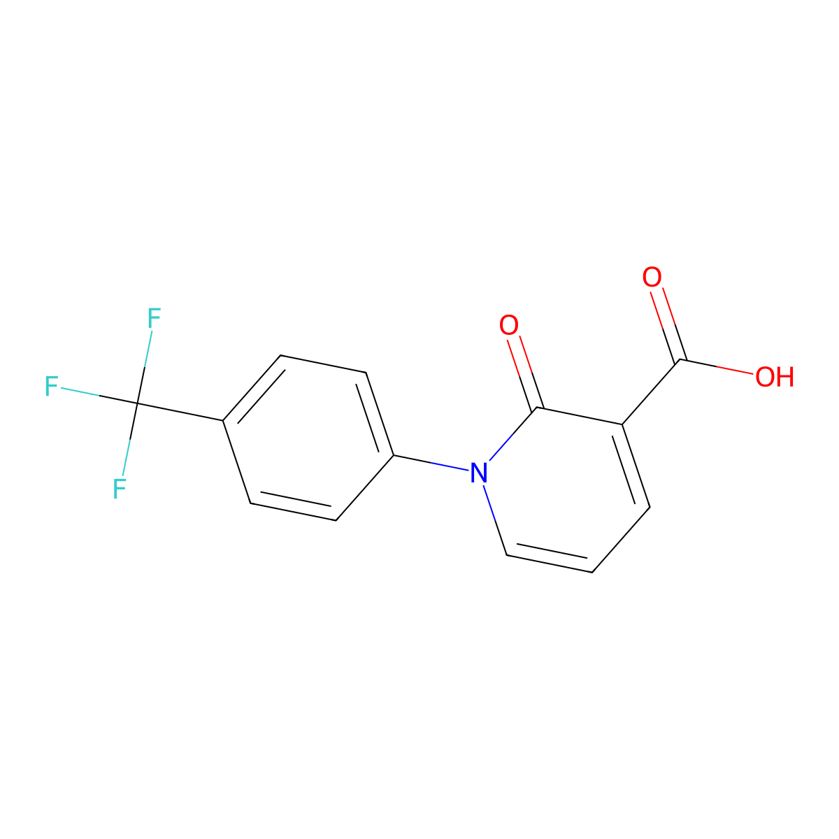 2-Oxo-1-(4-(trifluoromethyl)phenyl)-1,2-dihydropyridine-3-carboxylic acid molecular structure, CAS 1428155-00-3