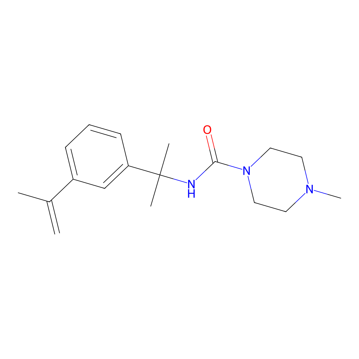 4-methyl-N-[2-(3-prop-1-en-2-ylphenyl)propan-2-yl]piperazine-1-carboxamide molecular structure, CAS 142817-46-7