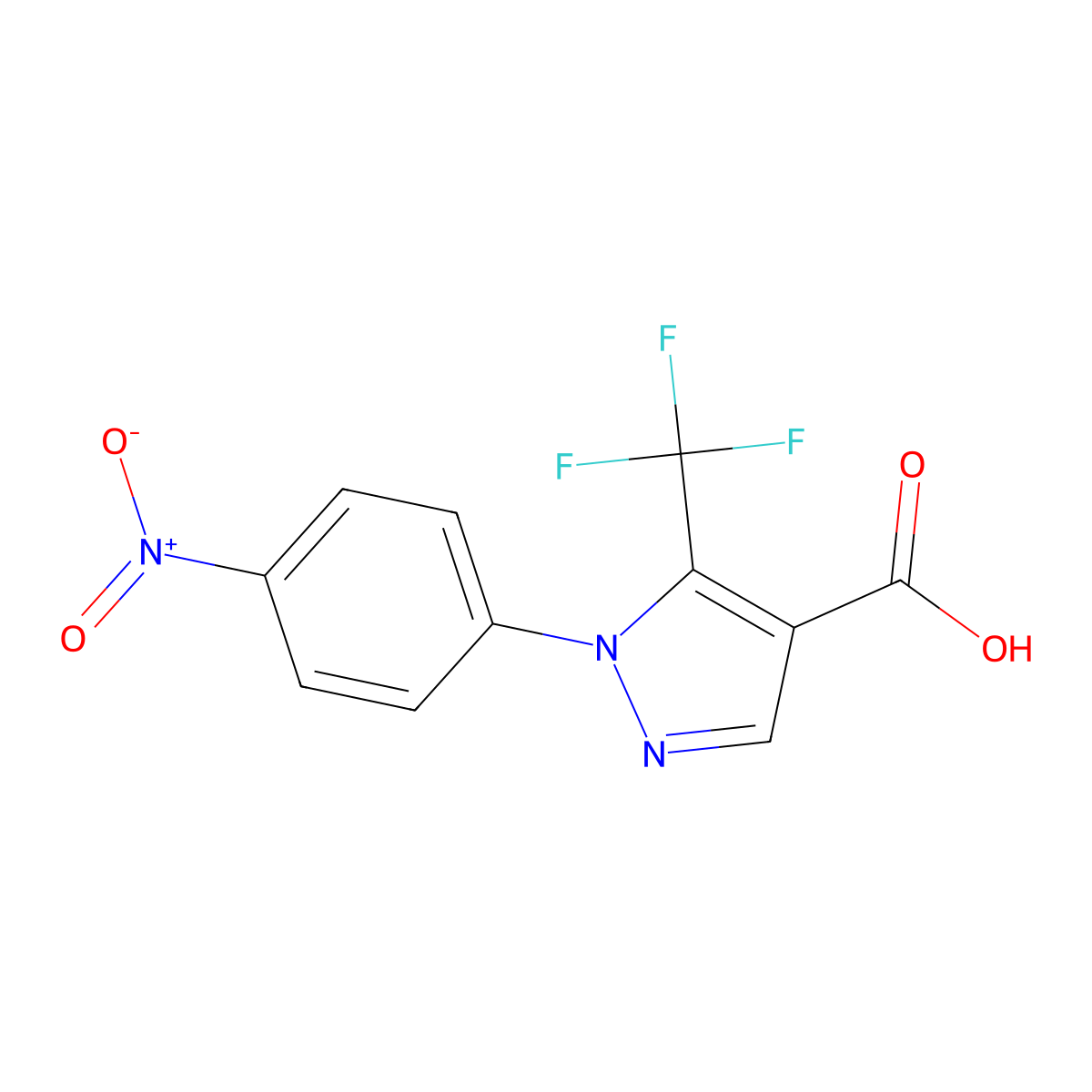 1-(4-Nitrophenyl)-5-(trifluoromethyl)-1H-pyrazole-4-carboxylic acid molecular structure, CAS 142818-03-9