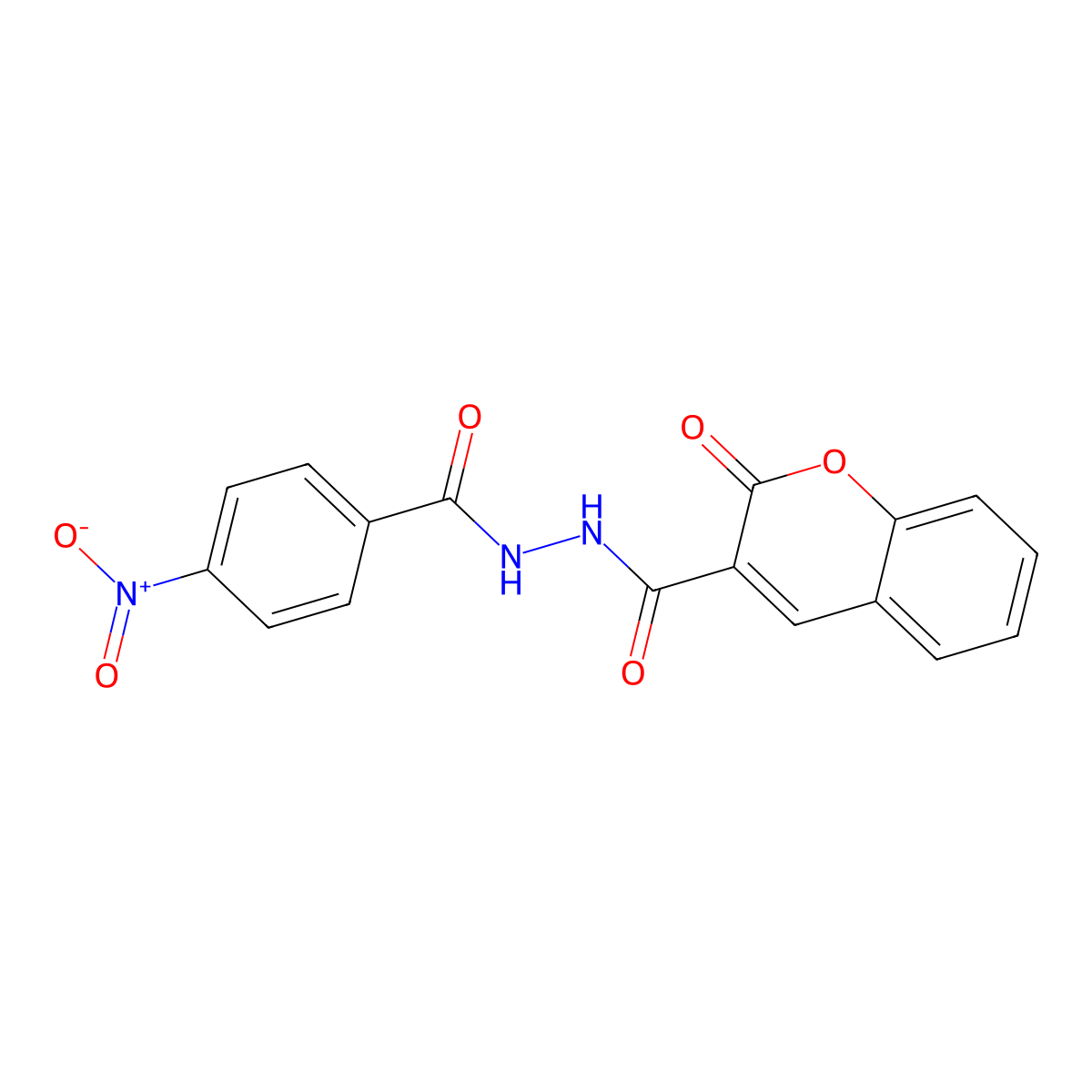 N'-(4-nitrobenzoyl)-2-oxochromene-3-carbohydrazide molecular structure, CAS 142818-70-0