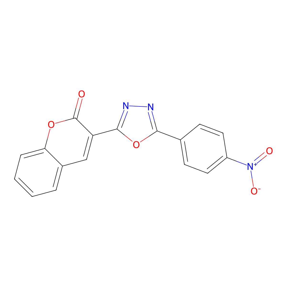 3-[5-(4-Nitrophenyl)-1,3,4-oxadiazol-2-yl]chromen-2-one molecular structure, CAS 142818-80-2