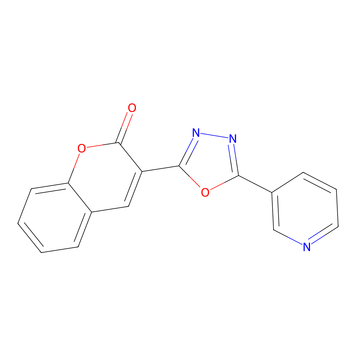 3-(5-Pyridin-3-yl-1,3,4-oxadiazol-2-yl)chromen-2-one molecular structure, CAS 142818-83-5