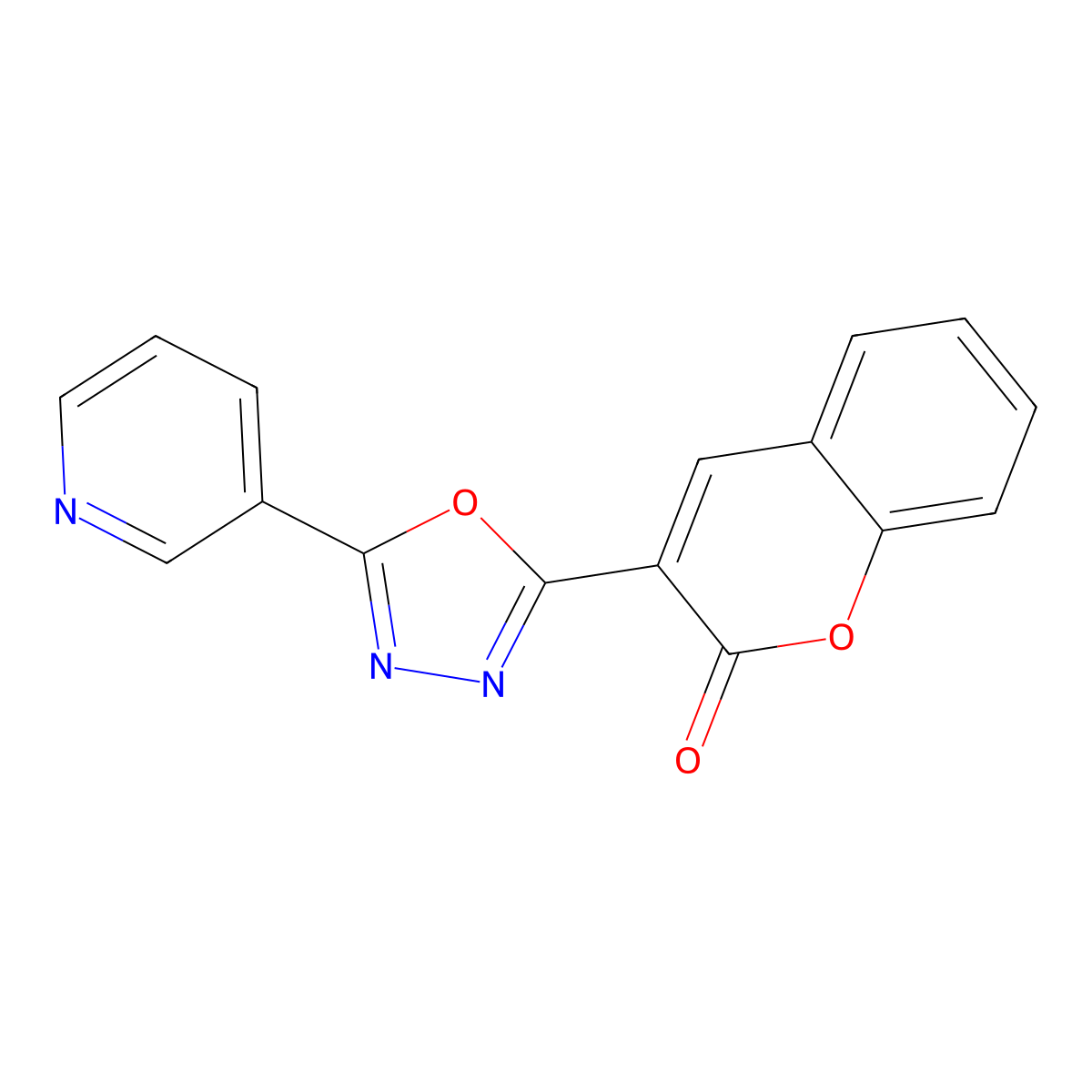 3-(5-Pyridin-3-yl-1,3,4-oxadiazol-2-yl)chromen-2-one molecular structure, CAS 142818-83-5