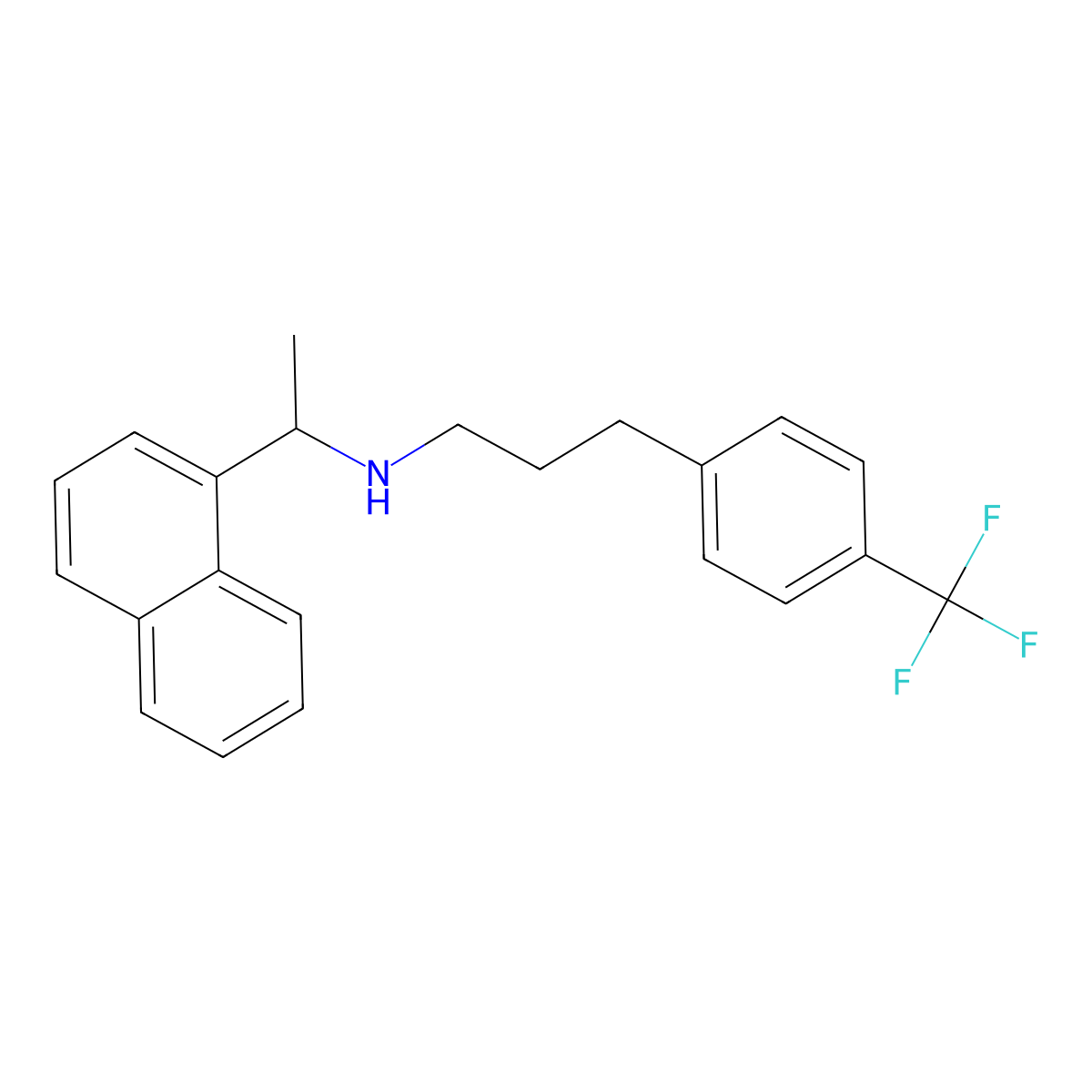 (R)-N-(1-(naphthalen-1-yl)ethyl)-3-(4-(trifluoromethyl)phenyl)propan-1-amine molecular structure, CAS 1428185-71-0
