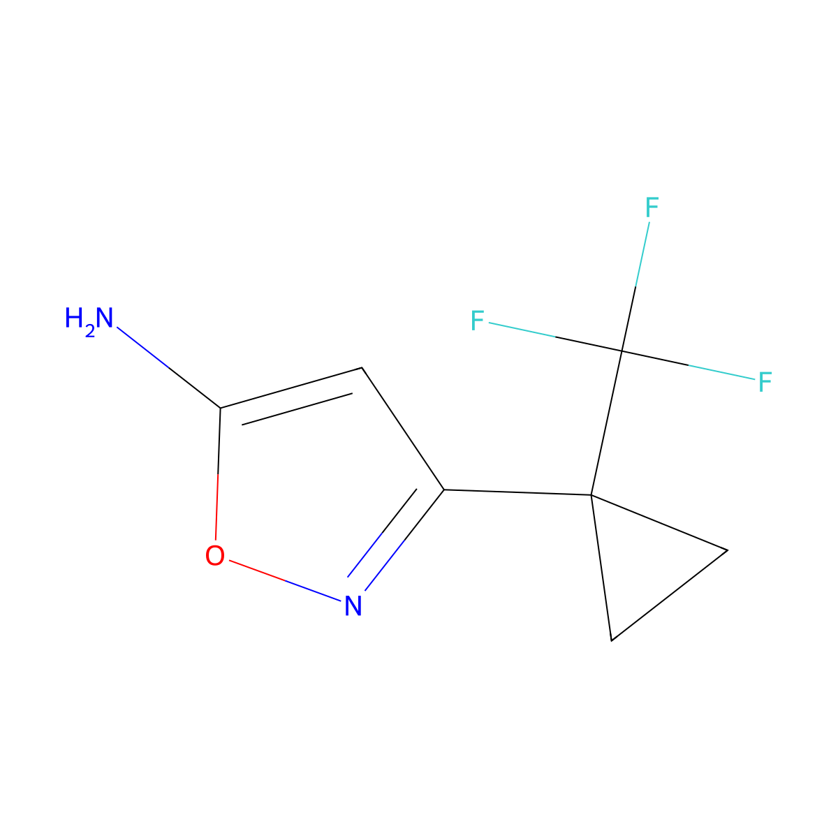 3-(1-(Trifluoromethyl)cyclopropyl)isoxazol-5-amine molecular structure, CAS 1428219-43-5