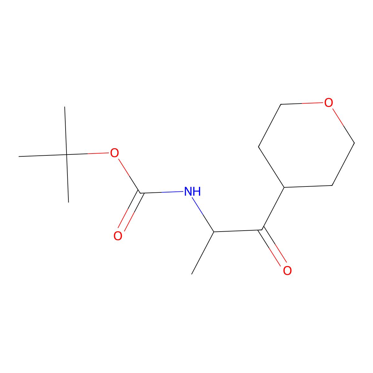 tert-butyl N-[(2R)-1-(oxan-4-yl)-1-oxopropan-2-yl]carbamate molecular structure, CAS 1428231-85-9