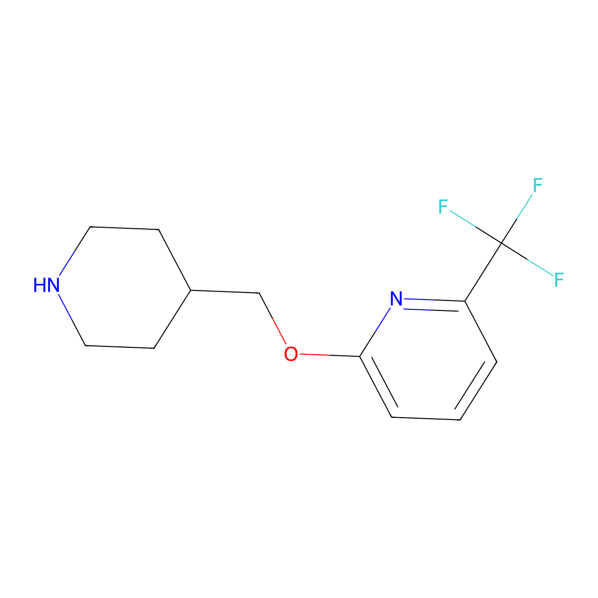 2-(Piperidin-4-ylmethoxy)-6-(trifluoromethyl)pyridine molecular structure, CAS 1428233-36-6