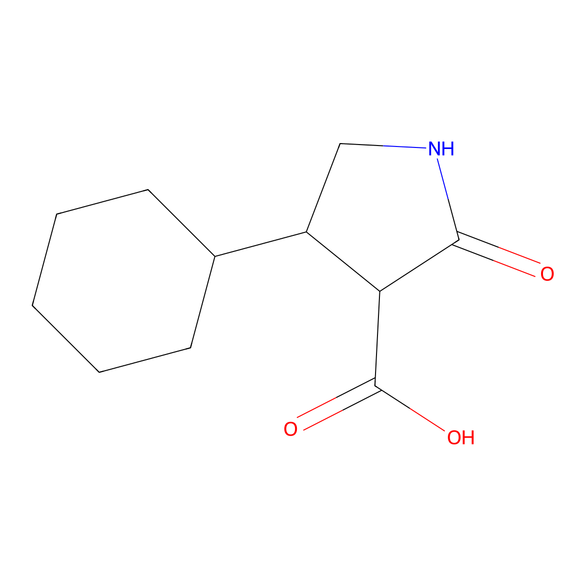 4-Cyclohexyl-2-oxopyrrolidine-3-carboxylic acid molecular structure, CAS 1428233-43-5