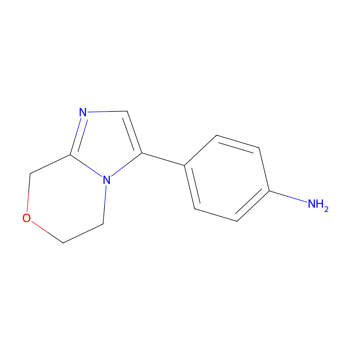 [4-(5,6-dihydro-8H-imidazo[2,1-c][1,4]oxazin-3-yl)phenyl]amine molecular structure, CAS 1428233-69-5