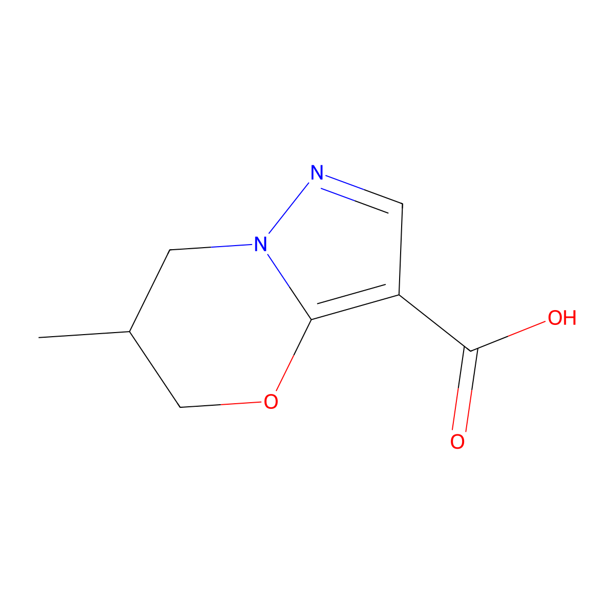 6-methyl-6,7-dihydro-5H-pyrazolo[5,1-b][1,3]oxazine-3-carboxylic acid molecular structure, CAS 1428233-77-5