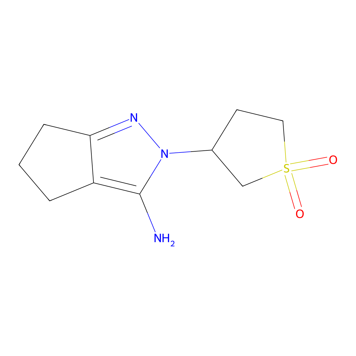 2-(1,1-Dioxidotetrahydrothiophen-3-yl)-2,4,5,6-tetrahydrocyclopenta[c]pyrazol-3-amine molecular structure, CAS 1428234-06-3