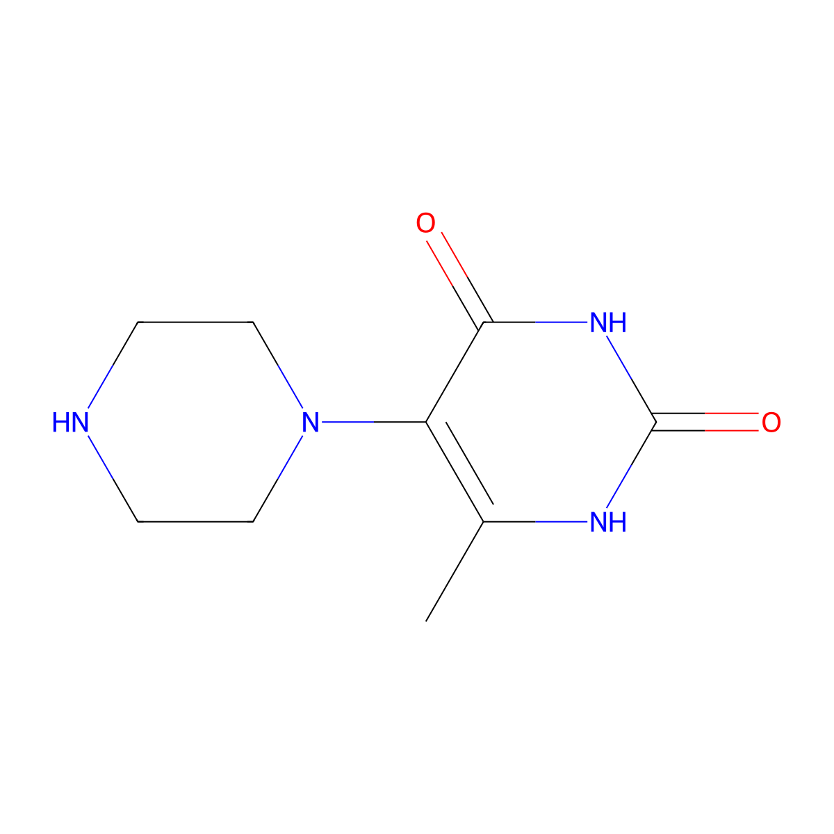 6-methyl-5-piperazin-1-ylpyrimidine-2,4(1H,3H)-dione molecular structure, CAS 1428234-25-6
