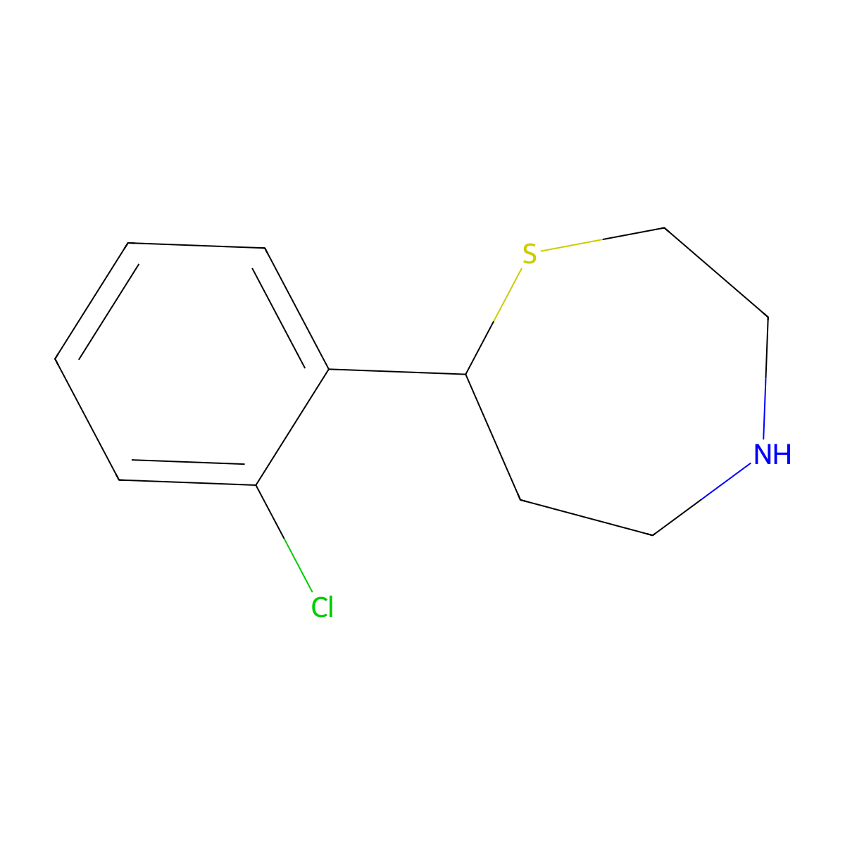7-(2-Chlorophenyl)-1,4-thiazepane molecular structure, CAS 1428234-31-4
