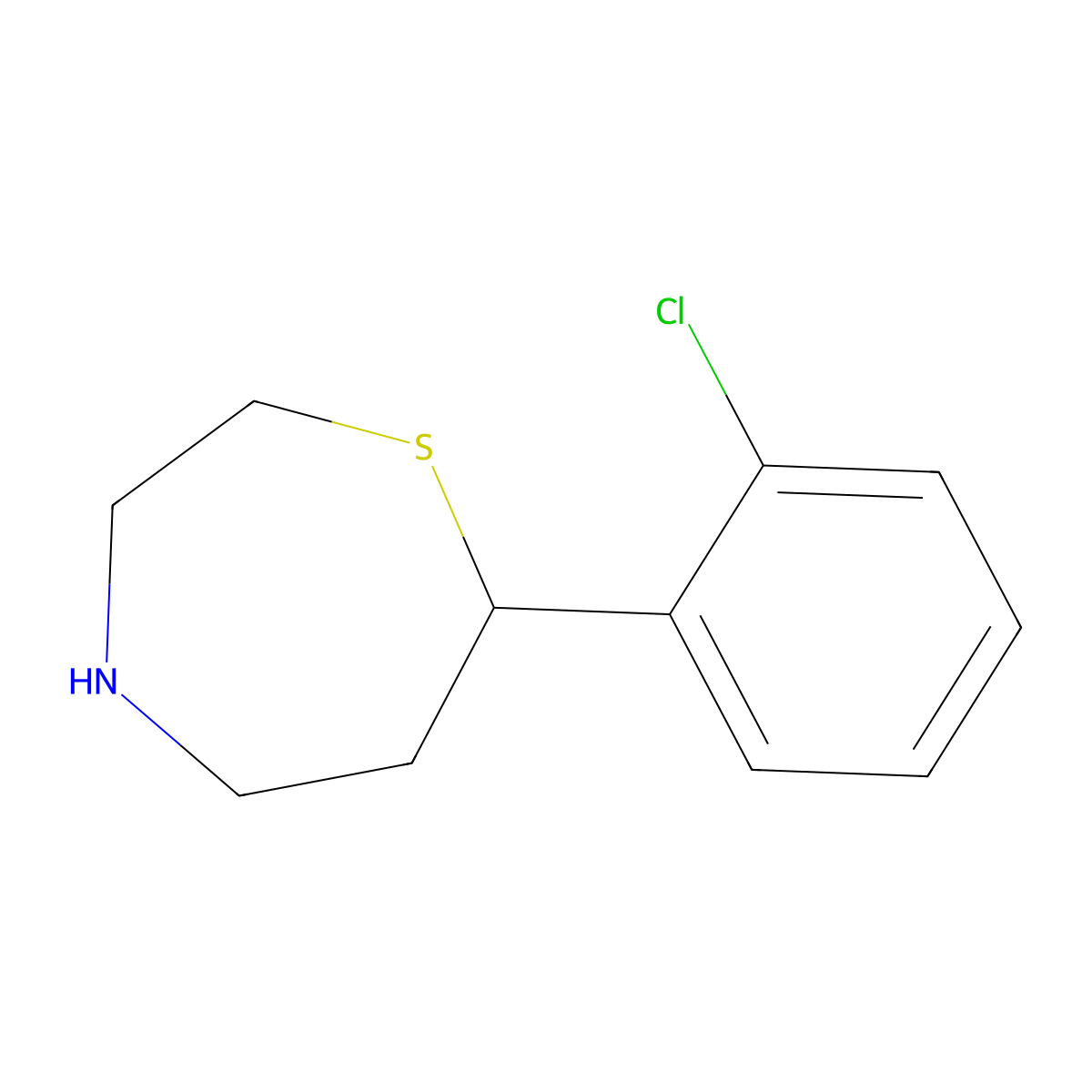 7-(2-Chlorophenyl)-1,4-thiazepane molecular structure, CAS 1428234-31-4