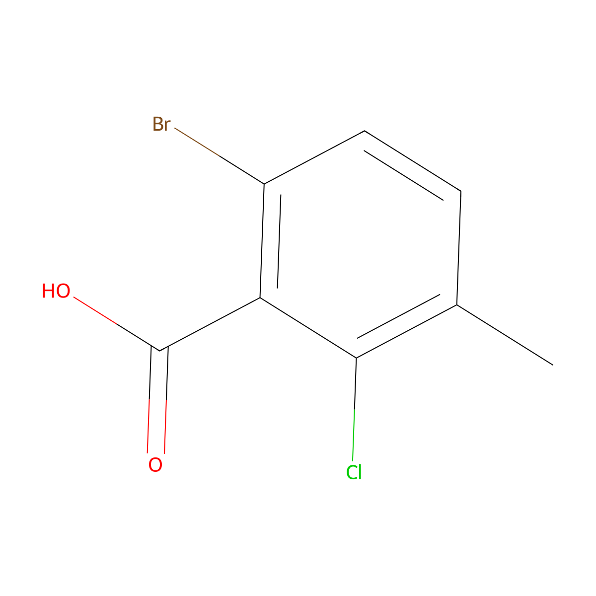 6-Bromo-2-chloro-3-methylbenzoic acid molecular structure, CAS 1428234-64-3