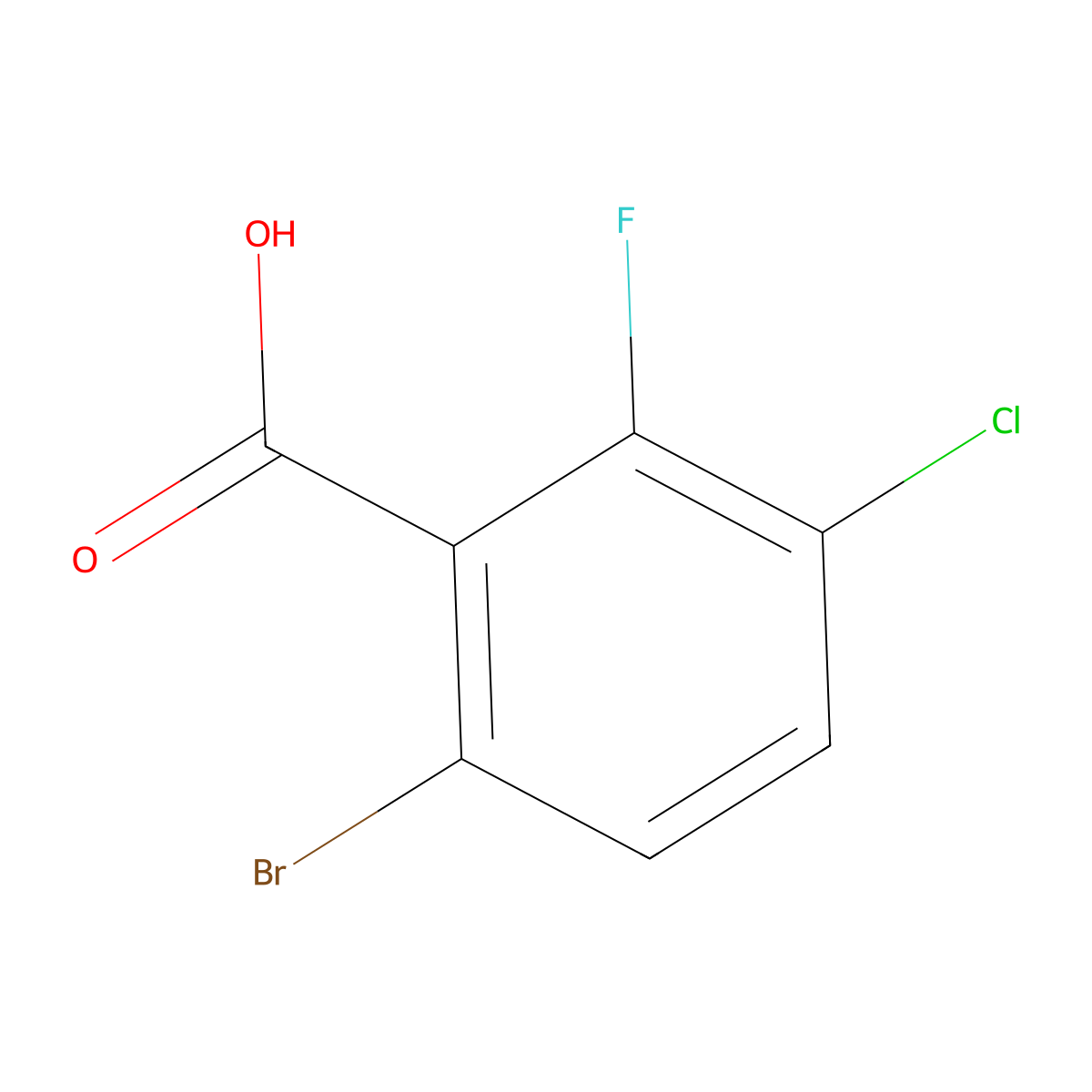 6-Bromo-3-chloro-2-fluorobenzoic acid molecular structure, CAS 1428234-67-6